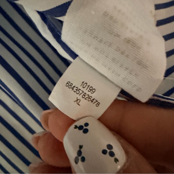 AYR women’s oversized blue and white striped button up, collar, cotton, XL - Picture 10 of 12